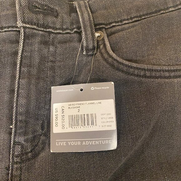 Black Eddie Bauer Flannel lined jeans. Womens size 2. New with tags - Picture 5 of 9